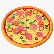 cartoon pizza whole sliced 3d model 19
