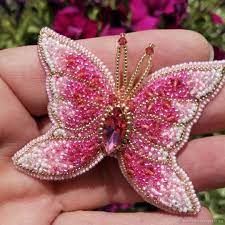 Pink butterfly brooch