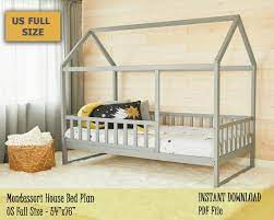 There are plenty of those beds on the market, but as much as they are beautiful, they also break the bank. Montessori House Bed Plan Full Size Toddler House Bed Frame Etsy