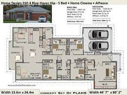 Australian 5 Bed House Plans 260 4 M2