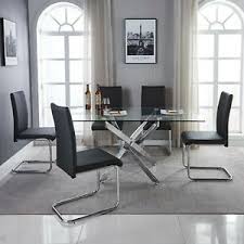 chrome glass dining table set