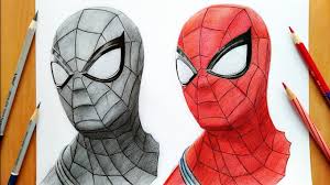 Kids can now easily spiderman face mask. Spider Man Graphite And Colour Drawing Youtube