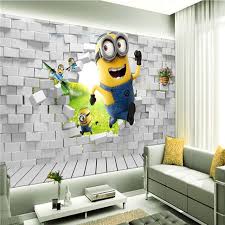 For a teenage boy, his bedroom is like a refuge, a private space where he can go whenever he wants to be alone, where he can pretty much anything he wants and where contemporary teenage boy's bedroom featuring a bright color palette and minimalist furniture. Aliexpress Com Buy Custom Minions Wallpaper Boys Kids Girls Bedroom Funny 3d Cartoon Photo Wallpap Wallpaper Childrens Room Boys Room Decor Minions Wallpaper