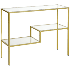 Homcom Gold Console Table 39 Tempered