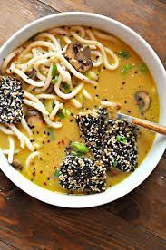 vegan creamy miso noodle soup with