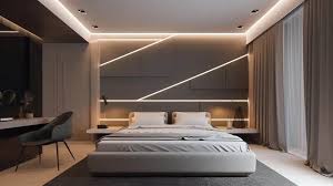 bedroom with led strip lights