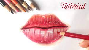 how to draw lips colored pencil