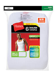 Hanes Hanes Mens Freshiq Comfortsoft Tagless White Tanks