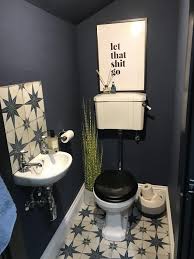 Downstairs toilet decor ideas for a colourful, quirky bathroom. Victorian Renovation Downstairs Loo Small Toilet Room Downstairs Toilet Toilet Room Decor