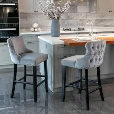 26 7 in gray wing back wood bar stool