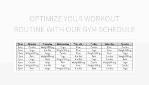 gym schedule excel template
