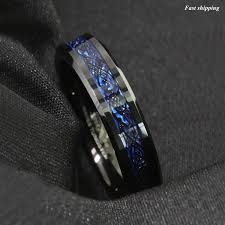 Details About 8 6mm Tungsten Carbide Ring Black Celtic Dragon Blue Carbon Fibre Atop Jewelry