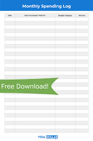 Spending Log Free Monthly Expense Tracking Spreadsheet And