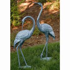 metal sandhill crane garden statues for