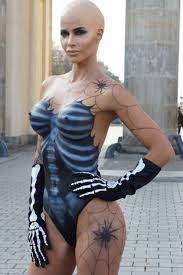 Is this sexy Halloween outfit the best yet? Model Micaela Schafer paints  her naked body as a skeleton - Mirror Online