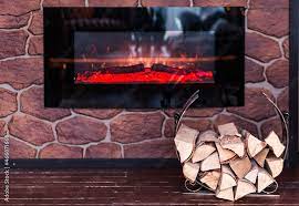 Decorative Fireplace With Firewood And