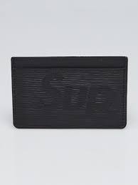 Supreme louis vuitton credit card holder. Louis Vuitton Limited Edition Black Epi Leather Supreme Card Holder Yoogi S Closet