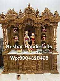 polished brown pooja mandir for usa