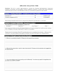 Performance Evaluation Template Free Appraisal Simple Employee