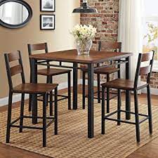 Many of these chairs include free shipping! Amazon Com Counter Height Dining Set Table And 4 Chairs Durable Metal Construction Square Shape Footrest Ideal For Family Gathering And Evening Kitchen Oak Finish Expert Guide Table Chair Sets