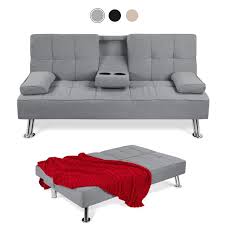 modern linen convertible futon sofa bed