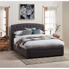 webster grey audrey tufted wingback bed
