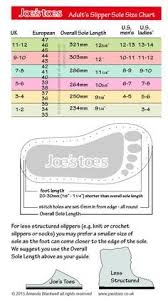 Joes Toes Adult Slipper Size Chart Shoe Size Conversion