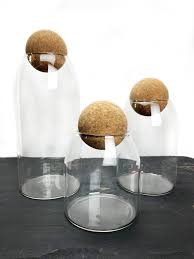 glass canister set round cork top be made