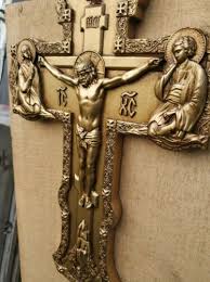 Antique Gold Wooden Carved Cross Large