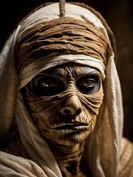 closeup portrait of a scary mummy