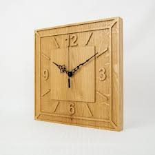 Square Shape Wall Clock Made Of Natural