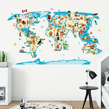 World Map Wall Decals Kid Playroom