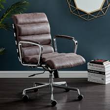 Looking to redesign your home office or upgrade your seating situation at work? Kingston Vintage Effect Faux Leather Office Chair With Chrome Frame And Aluminium Base Brown Shop Designer Home Furnishings