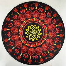 Red And Yellow Mandala Dot Art