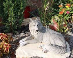 Resting Wise Gray Lone Wolf Figurine