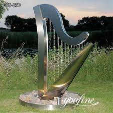 Water Fountain Harp Sculpture