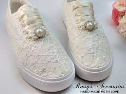 Or, dress up in pearl or metallic wedding tennis shoes for a comfortable style. Wedding Sneakers For Bride Ivory Pearls Tennis Shoes Ivory Etsy