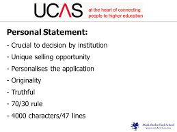WRITING THE UCAS PERSONAL STATEMENT   ppt video online download SlidePlayer    Statement      characters or    lines    