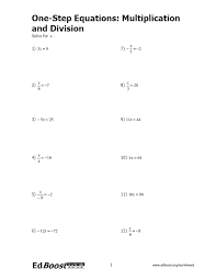 one step equations multiplication and