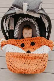 Crochet Fox Owl Bear Car Seat Blanket