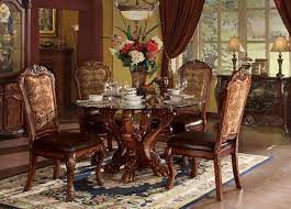 Round Glass And Wood Dining Table Set
