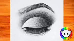 closed eye makeup eye pencil drawing