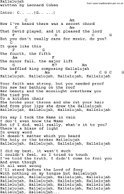 Hallelujah Chords Leonard Cohen Google Search Lyrics