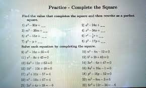 Solved Practice Complete The Square