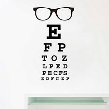 Glasses Eye Chart Letters Art Wall Decal Eyewear Specs