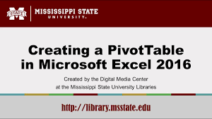 pivottable in microsoft excel 2016