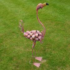 Flamingo Metal Garden Sculpture Black