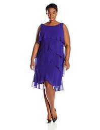 S L Fashions Womens Plus Size Tiered Cocktail Dress