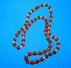 Chinese Red Glass Bead Necklace Qing