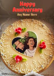 anniversary cake with name and pic edit